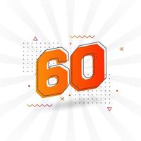 Alfabeto de fuente vectorial de 60 números. número 60 con vector de stock de elemento decorativo