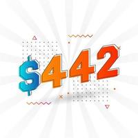 442 Dollar currency vector text symbol. 442 USD United States Dollar American Money stock vector