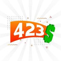 423 Dollar currency vector text symbol. 423 USD United States Dollar American Money stock vector