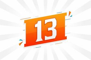 13 number vector font alphabet. Number 13 with decorative element stock vector