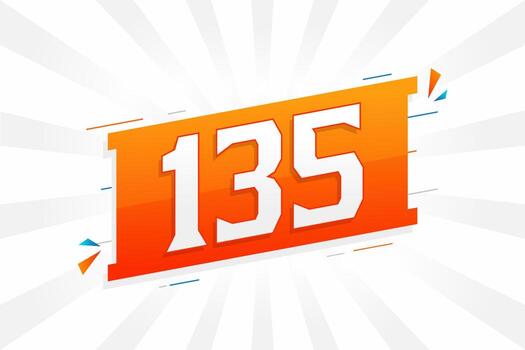 135 number vector font alphabet. Number 135 with decorative element stock vector