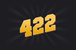 Number 422 vector font alphabet. Yellow 422 number with black background