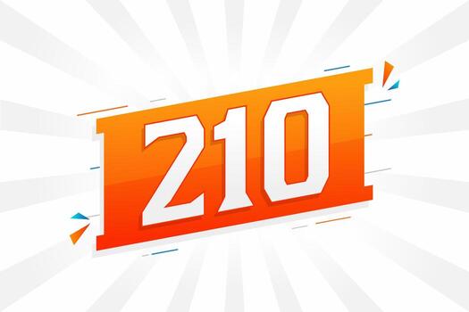 210 number vector font alphabet. Number 210 with decorative element stock vector