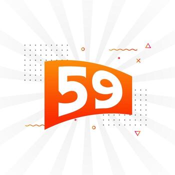 Alfabeto de fuente vectorial de 59 números. número 59 con vector de stock de elemento decorativo