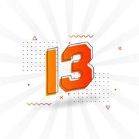 13 number vector font alphabet. Number 13 with decorative element stock vector