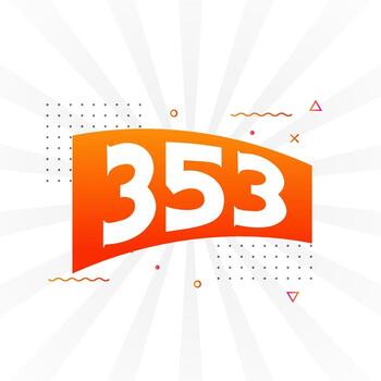353 number vector font alphabet. Number 353 with decorative element stock vector