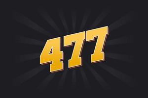 Number 477 vector font alphabet. Yellow 477 number with black background