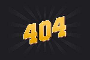 Number 404 vector font alphabet. Yellow 404 number with black background