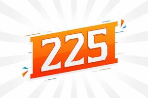 225 number vector font alphabet. Number 225 with decorative element stock vector