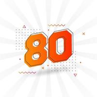 Alfabeto de fuente vectorial de 80 números. número 80 con vector de stock de elemento decorativo