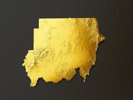 mapa de sudán color dorado metal altura mapa fondo 3d ilustración foto