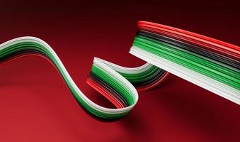 UAE flag Waving Ribbon Style isolated background 3D Illustration photo