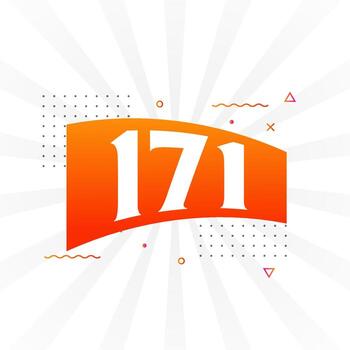 171 number vector font alphabet. Number 171 with decorative element stock vector