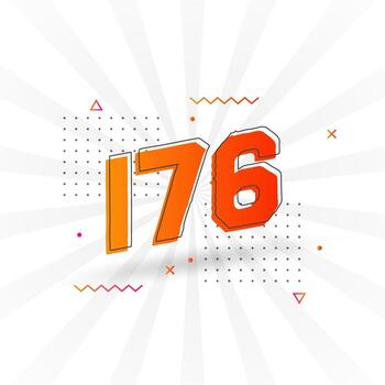 176 number vector font alphabet. Number 176 with decorative element stock vector
