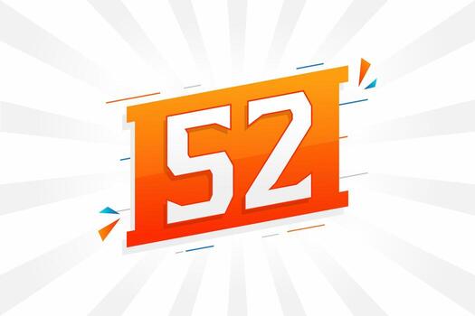 52 number vector font alphabet. Number 52 with decorative element stock vector