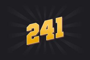 Number 241 vector font alphabet. Yellow 241 number with black background