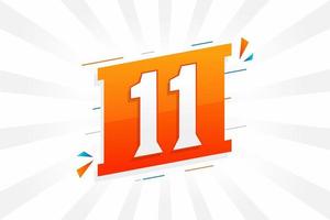 11 number vector font alphabet. Number 11 with decorative element stock vector