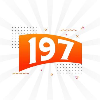 Alfabeto de fuente vectorial de 197 números. número 197 con vector de stock de elemento decorativo