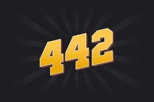 Number 442 vector font alphabet. Yellow 442 number with black background