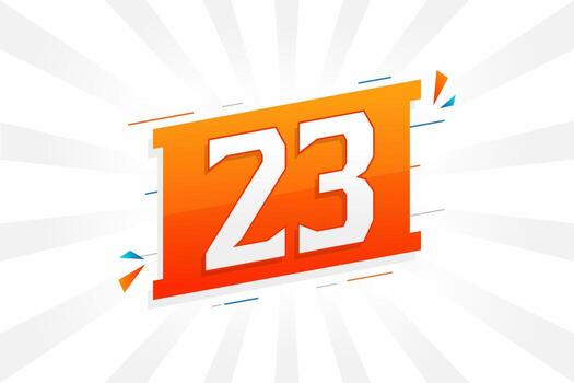 23 number vector font alphabet. Number 23 with decorative element stock vector