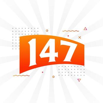 Alfabeto de fuente vectorial de 147 números. número 147 con vector de stock de elemento decorativo