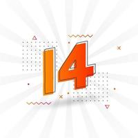 14 number vector font alphabet. Number 14 with decorative element stock vector