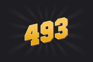 Number 493 vector font alphabet. Yellow 493 number with black background