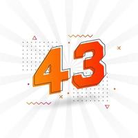 Alfabeto de fuente vectorial de 43 números. número 43 con vector de stock de elemento decorativo