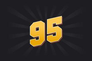 Number 95 vector font alphabet. Yellow 95 number with black background