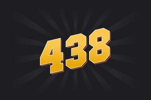 Number 438 vector font alphabet. Yellow 438 number with black background