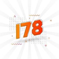 178 number vector font alphabet. Number 178 with decorative element stock vector
