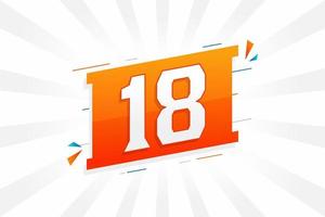 18 number vector font alphabet. Number 18 with decorative element stock vector