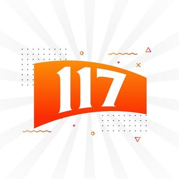 117 number vector font alphabet. Number 117 with decorative element stock vector
