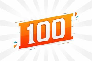 100 number vector font alphabet. Number 100 with decorative element stock vector