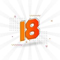 18 number vector font alphabet. Number 18 with decorative element stock vector