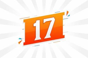 17 number vector font alphabet. Number 17 with decorative element stock vector