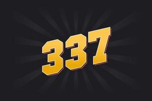 Number 337 vector font alphabet. Yellow 337 number with black background