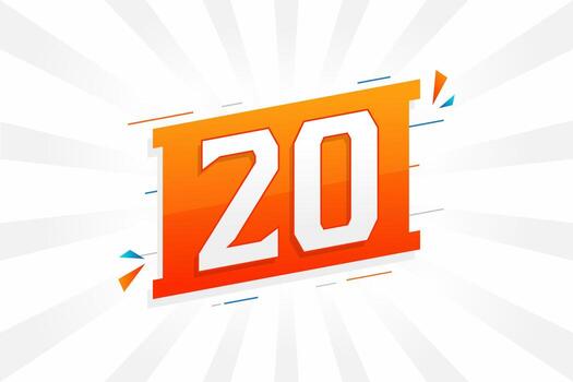 20 number vector font alphabet. Number 20 with decorative element stock vector