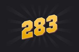 Number 283 vector font alphabet. Yellow 283 number with black background