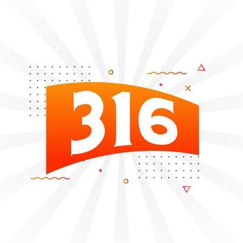 316 number vector font alphabet. Number 316 with decorative element stock vector