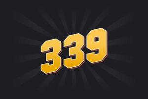 Number 339 vector font alphabet. Yellow 339 number with black background