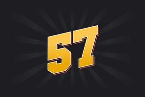 Number 57 vector font alphabet. Yellow 57 number with black background