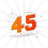 Alfabeto de fuente vectorial de 45 números. número 45 con vector de stock de elemento decorativo