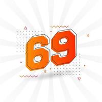 Alfabeto de fuente vectorial de 69 números. número 69 con vector de stock de elemento decorativo