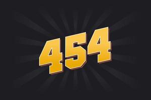 Number 454 vector font alphabet. Yellow 454 number with black background