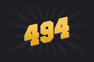 Number 494 vector font alphabet. Yellow 494 number with black background