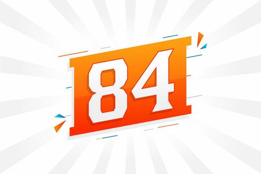 84 number vector font alphabet. Number 84 with decorative element stock vector