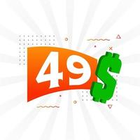 49 Dollar currency vector text symbol. 49 USD United States Dollar American Money stock vector