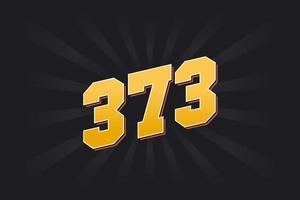 Number 373 vector font alphabet. Yellow 373 number with black background