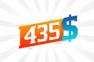 435 Dollar currency vector text symbol. 435 USD United States Dollar American Money stock vector